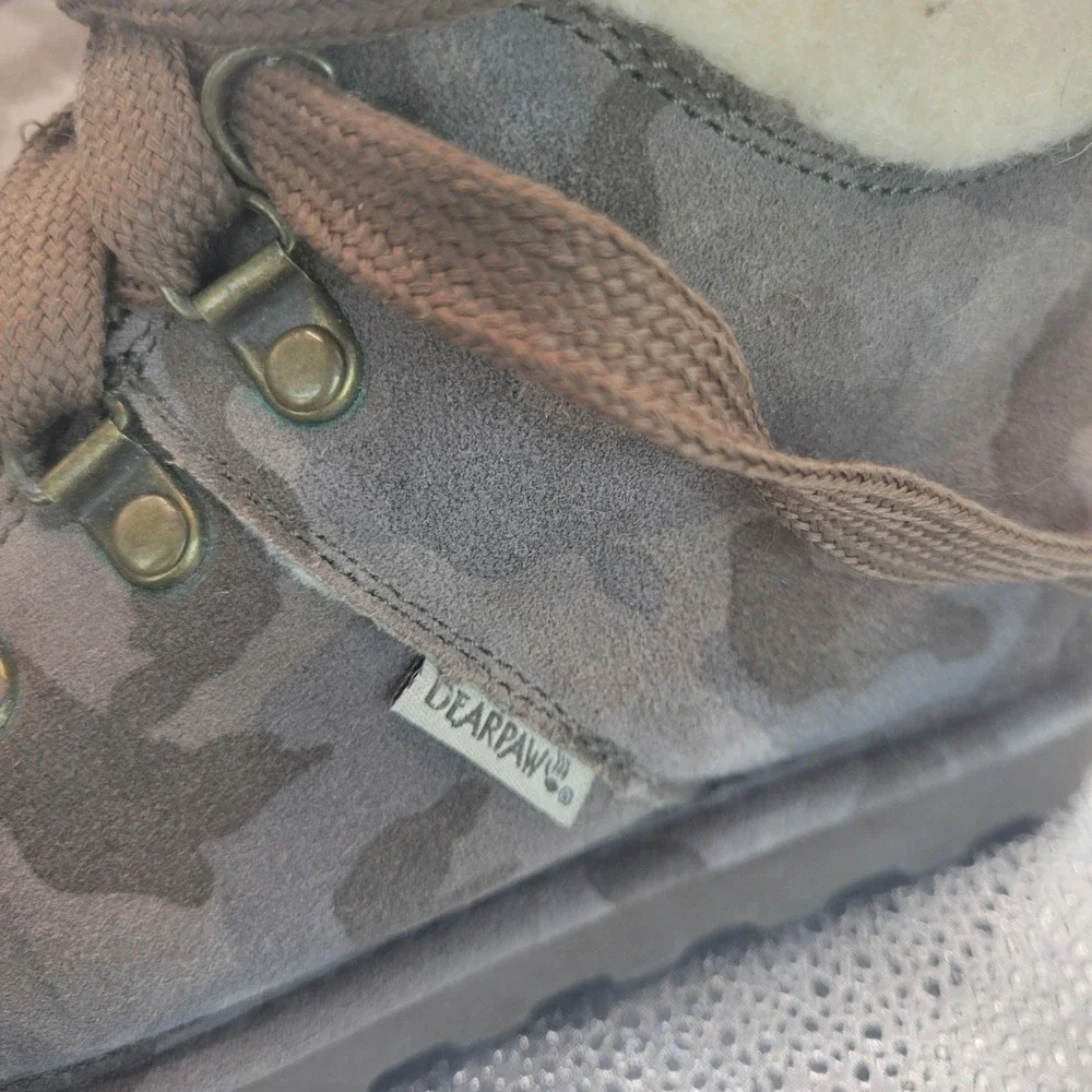 Bearpaw Boots Womens 8 Camo Lace Up Wool Suede Multicolor Marta Winter Snow